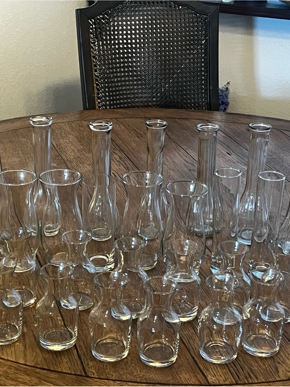 36 Clear Glass Mini Vases - Set of Multiple Bottles (flowers not included)